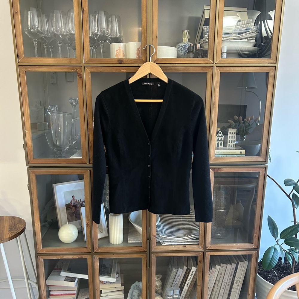 Merino Wool and Genuine Leather Cardigan